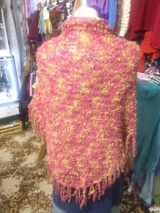 Hand Knitted Shawl - Pink Yellow