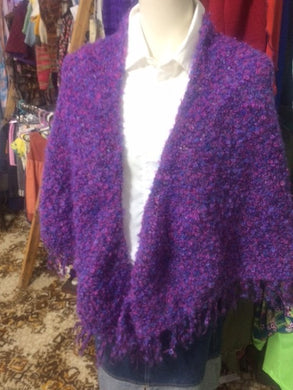 Hand Knitted Shawl - Purple/Blue