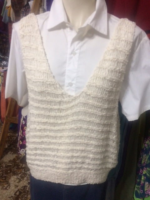 Hand Knitted Vest - Cream