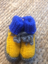 Hand knitted babies Cardigan & Booties - Blue & Yellow