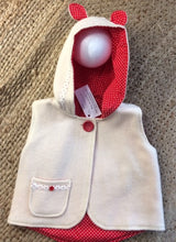 Wool Hooded Vest - Cream Red