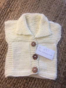 Hand Knitted Collared Vest - Beige or Cream